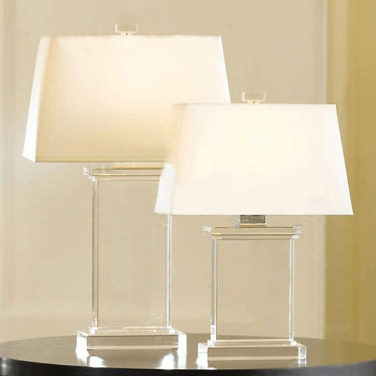 Contemporary Clear Crystal Task Light - Rectangular 18/22 Wide Desk Lamp With White Bulb / 18