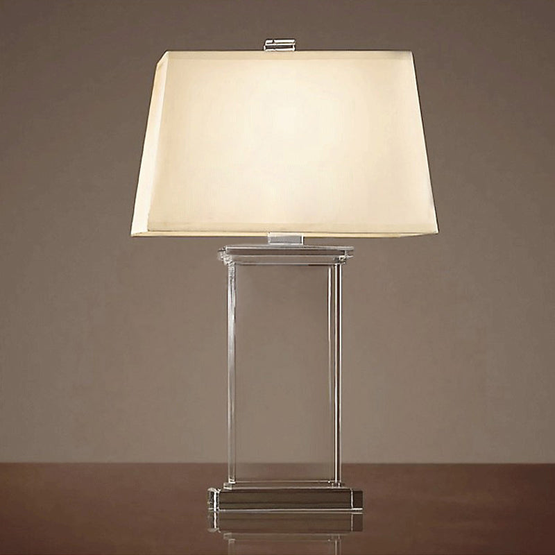 Contemporary Clear Crystal Task Light - Rectangular 18/22 Wide Desk Lamp With White Bulb