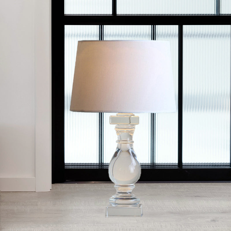Contemporary Hand-Cut Crystal Vase Task Lamp With Reading Light - White