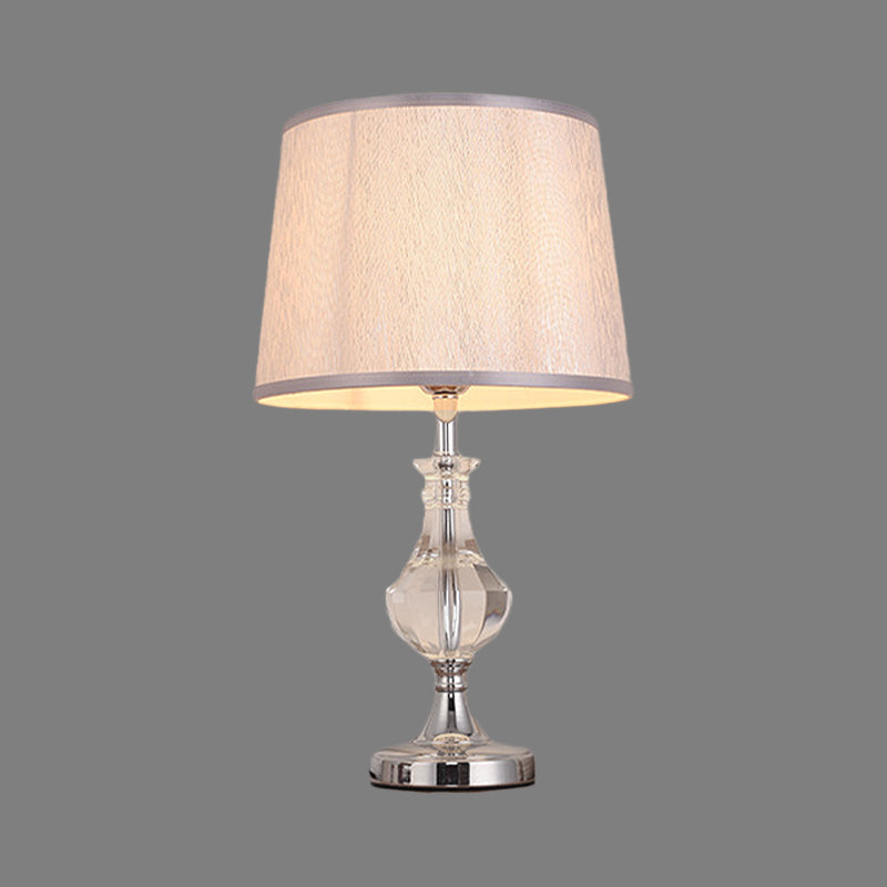 Modern Grey Fabric Task Reading Lamp With Barrel Shade Perfect For Bedroom Lighting
