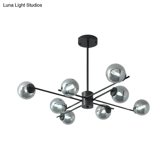 41.5 Wide Black Sputnik Chandelier - Modern Silver Glass Pendant Light