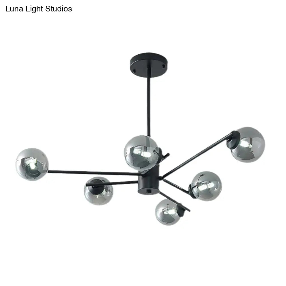 41.5 Wide Black Sputnik Chandelier - Modern Silver Glass Pendant Light