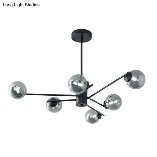 41.5 Wide Black Sputnik Chandelier - Modern Silver Glass Pendant Light