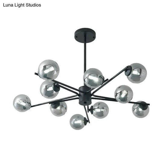 41.5 Wide Black Sputnik Chandelier - Modern Silver Glass Pendant Light