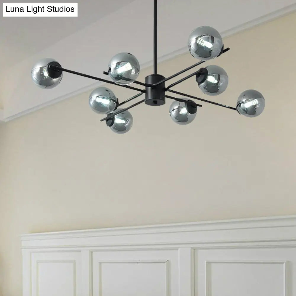 41.5 Wide Black Sputnik Chandelier - Modern Silver Glass Pendant Light