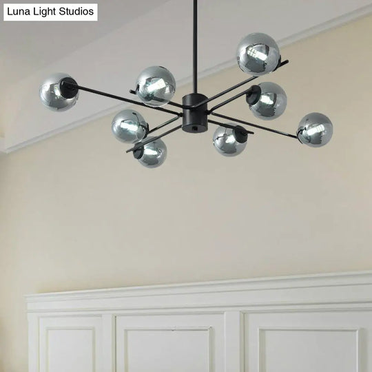 41.5 Wide Black Sputnik Chandelier - Modern Silver Glass Pendant Light