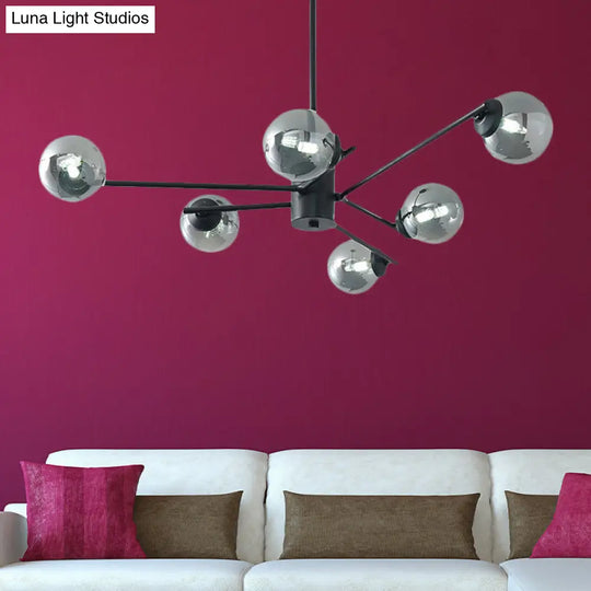 41.5 Wide Black Sputnik Chandelier - Modern Silver Glass Pendant Light