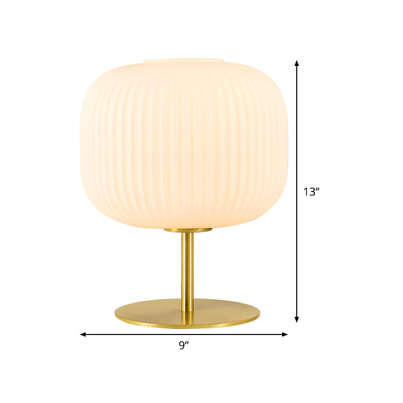Modern Gold Metal Bedroom Table Lamp With Prismatic Glass Shade