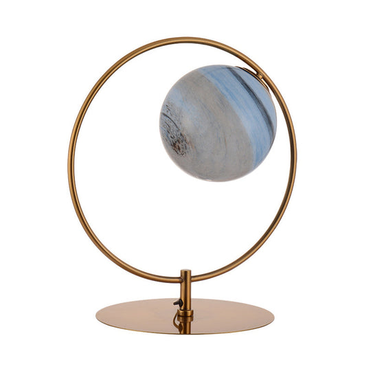 Gold Led Bedroom Table Lamp With Frosted Glass Shade