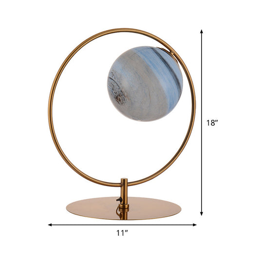 Gold Led Bedroom Table Lamp With Frosted Glass Shade