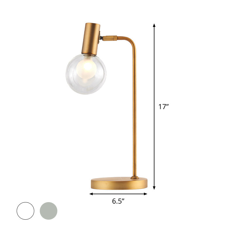 Stunning Gold Spherical Table Lamp With Smoke Gray/Clear Glass Shade - Perfect For Bedroom