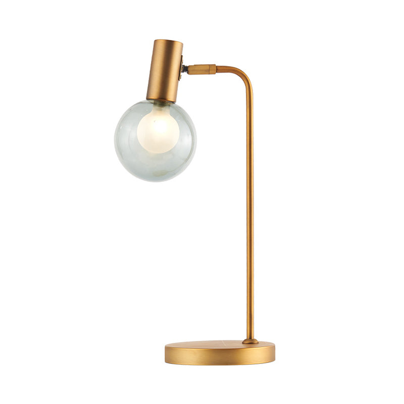 Stunning Gold Spherical Table Lamp With Smoke Gray/Clear Glass Shade - Perfect For Bedroom