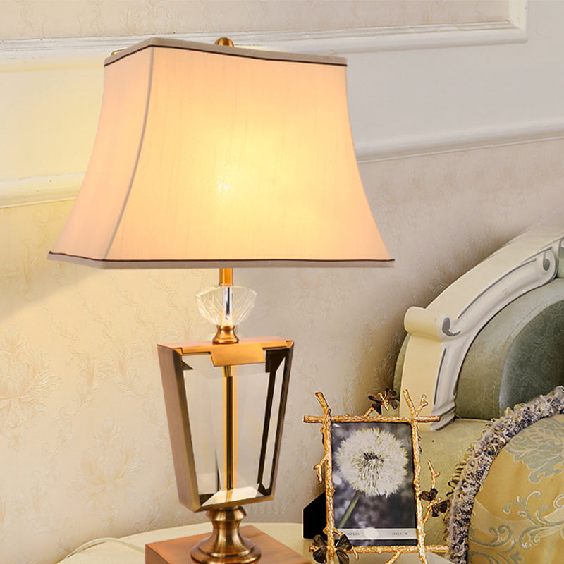 Modern Beige Bedside Lamp With Bell Shade - Perfect For Nightstands!