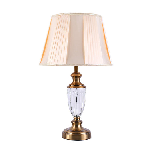 Modernist Hand-Cut Crystal Urn Task Light With 1 Head Beige Finish