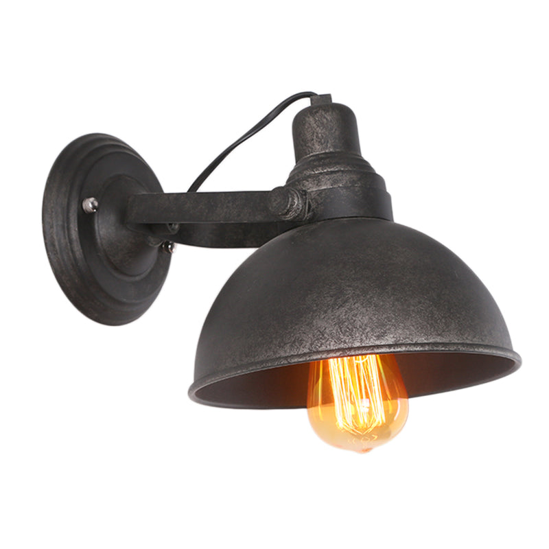 Vintage Wrought Iron Wall Sconce With Dome Bulb - Black/Rust Hallway Light