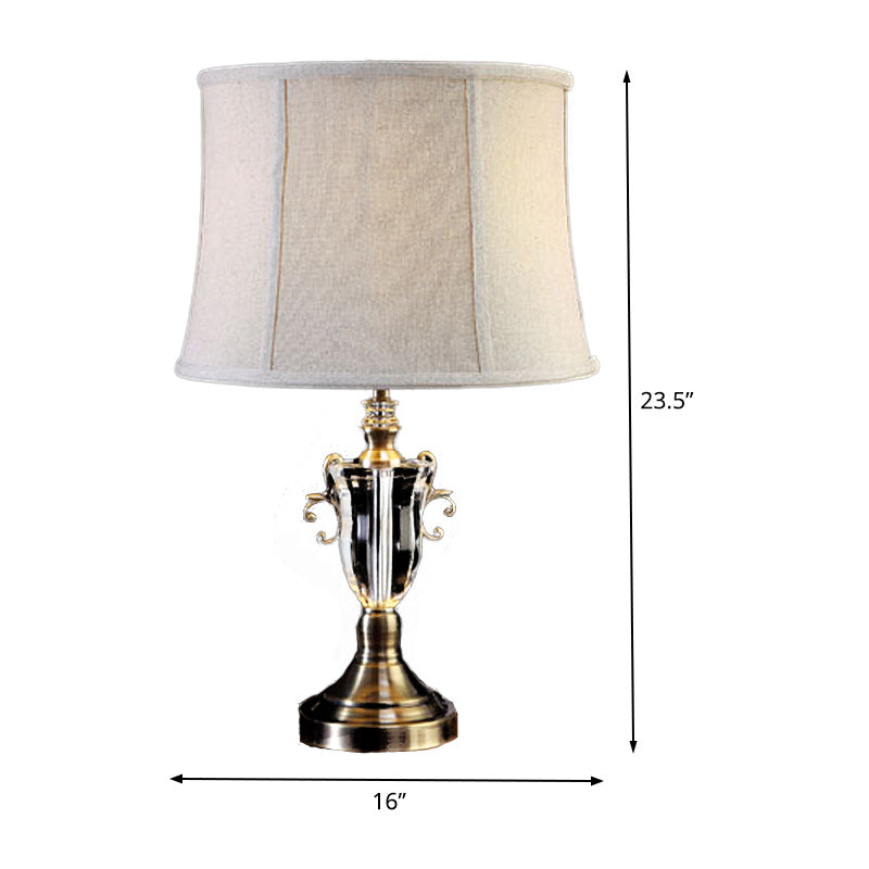 Modern Grey Nightstand Lamp With Oval Shade - 1 Head Bedside Task Lighting
