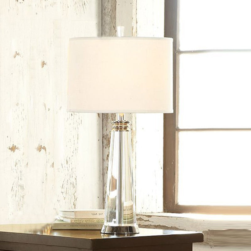 Tapered Table Lamp - Simplicity Clear Crystal 1 Bulb White Reading Light 12/14 Wide
