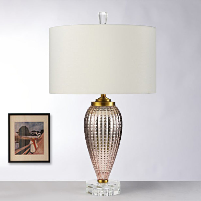 Modern White Cylinder Desk Lamp With Fabric Shade - Small And Stylish Table Light