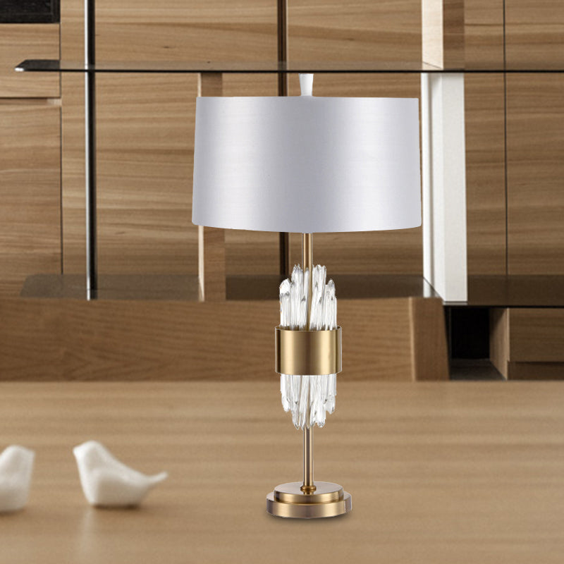 Modern White Desk Lamp For Dining Room With Fabric Shade