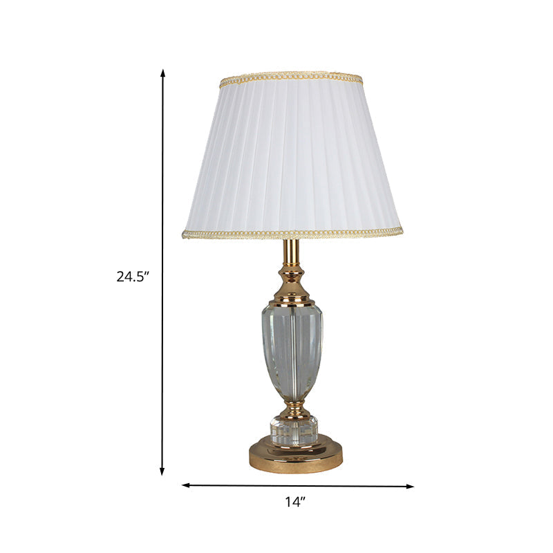 White Modernist Tapered Drum Task Light: Sleek 1-Head Nightstand Lamp For Bedside Use