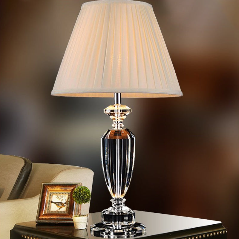 Modern Beige Desk Lamp With Wide Flare Shade Ideal Living Room Task Lighting