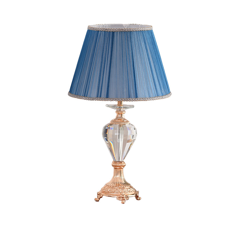 Modern Blue Shaded Desk Lamp With Copper Metal Base - 1 Bulb Table Light