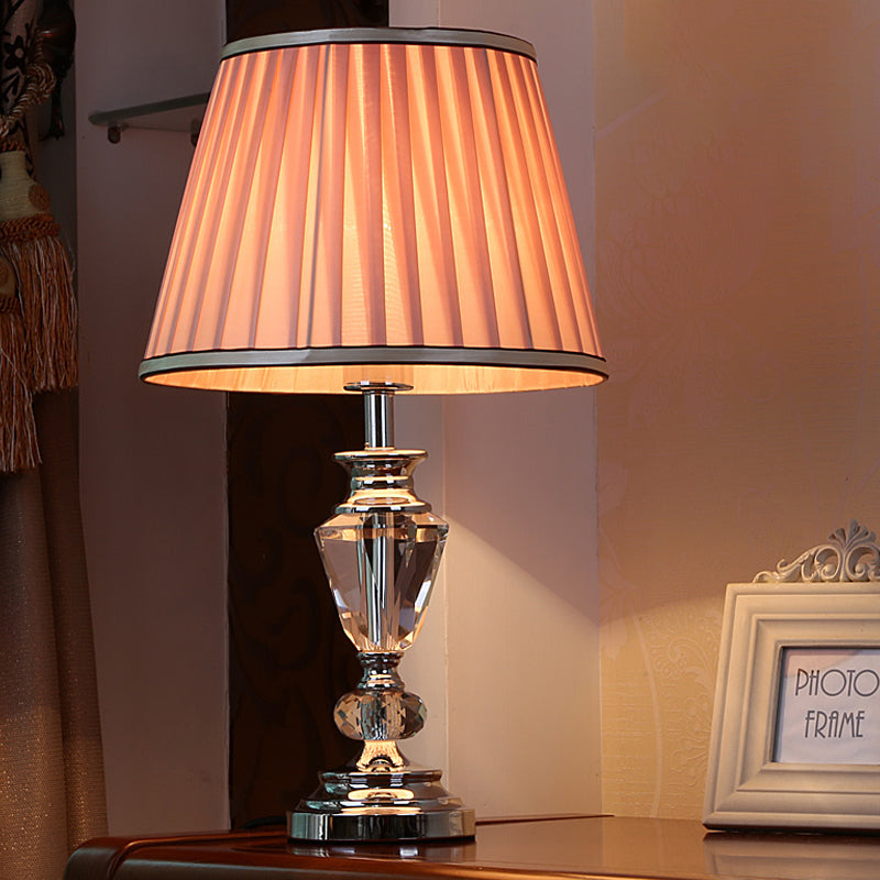 Modern Barrel Shade Task Light Pink/White Nightstand Lamp For Bedside Pink