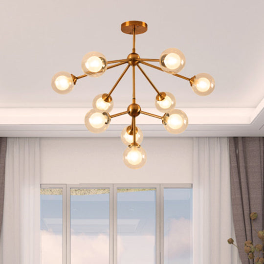 Sleek Sputnik Metal Chandelier With Clear Glass Sphere Shades - 4/7/10 Lights For Contemporary