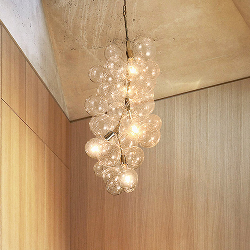 Modern 3/5-Light Gold Pendant Chandelier With Clear Glass Ideal For Living Room