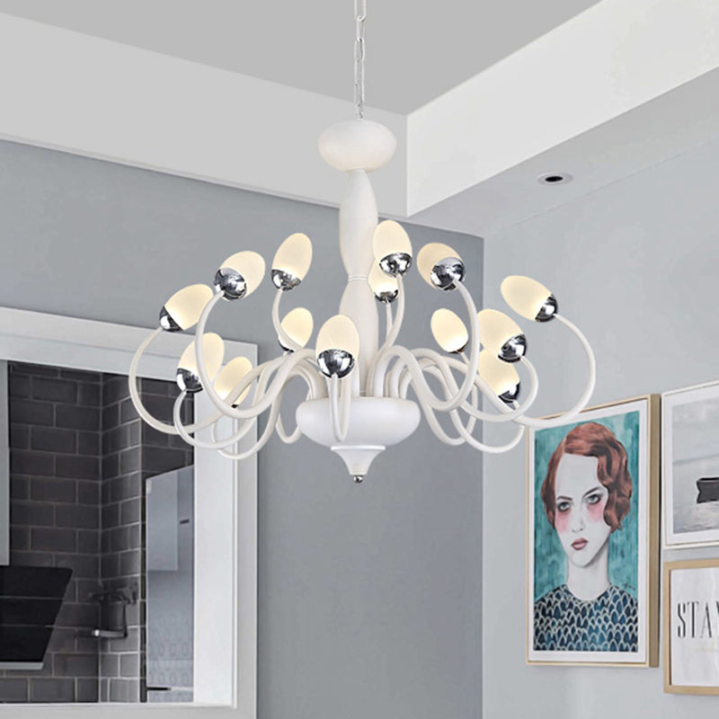 Contemporary Bud Bedroom Chandelier: Acrylic 15/22-Light Hanging Pendant White