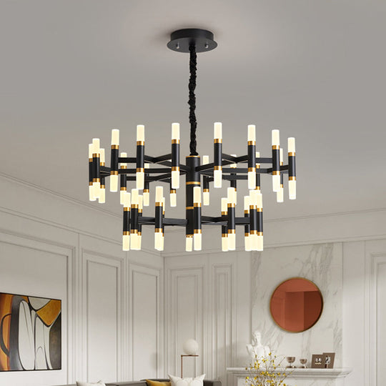 Modern Led Bedroom Chandelier With Iron Shade (24/36/60 Lights) - Black/White Pendant Ceiling Light