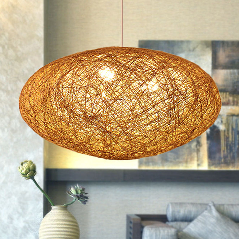 Wooden Modernist Pendant Light with Rope Suspension - Ideal for Dining Room
