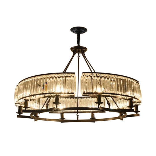 Contemporary Crystal Chandelier: Drum Shape 6/8/10 Lights Black/Gold Hanging Pendant Lamp