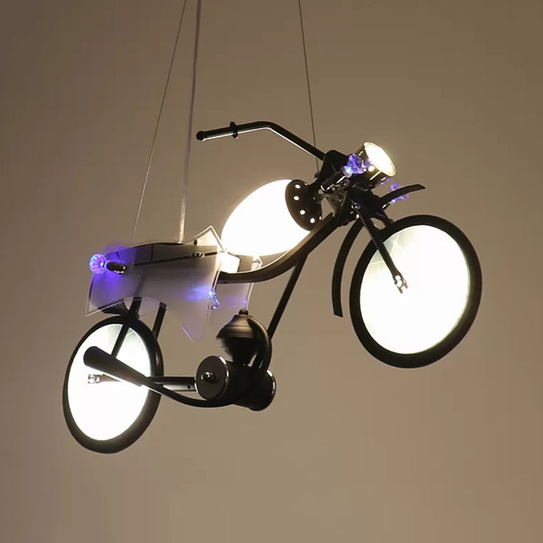Modern Monochrome Bicycle Pendant Light - Stylish Metal Hanging For Shop