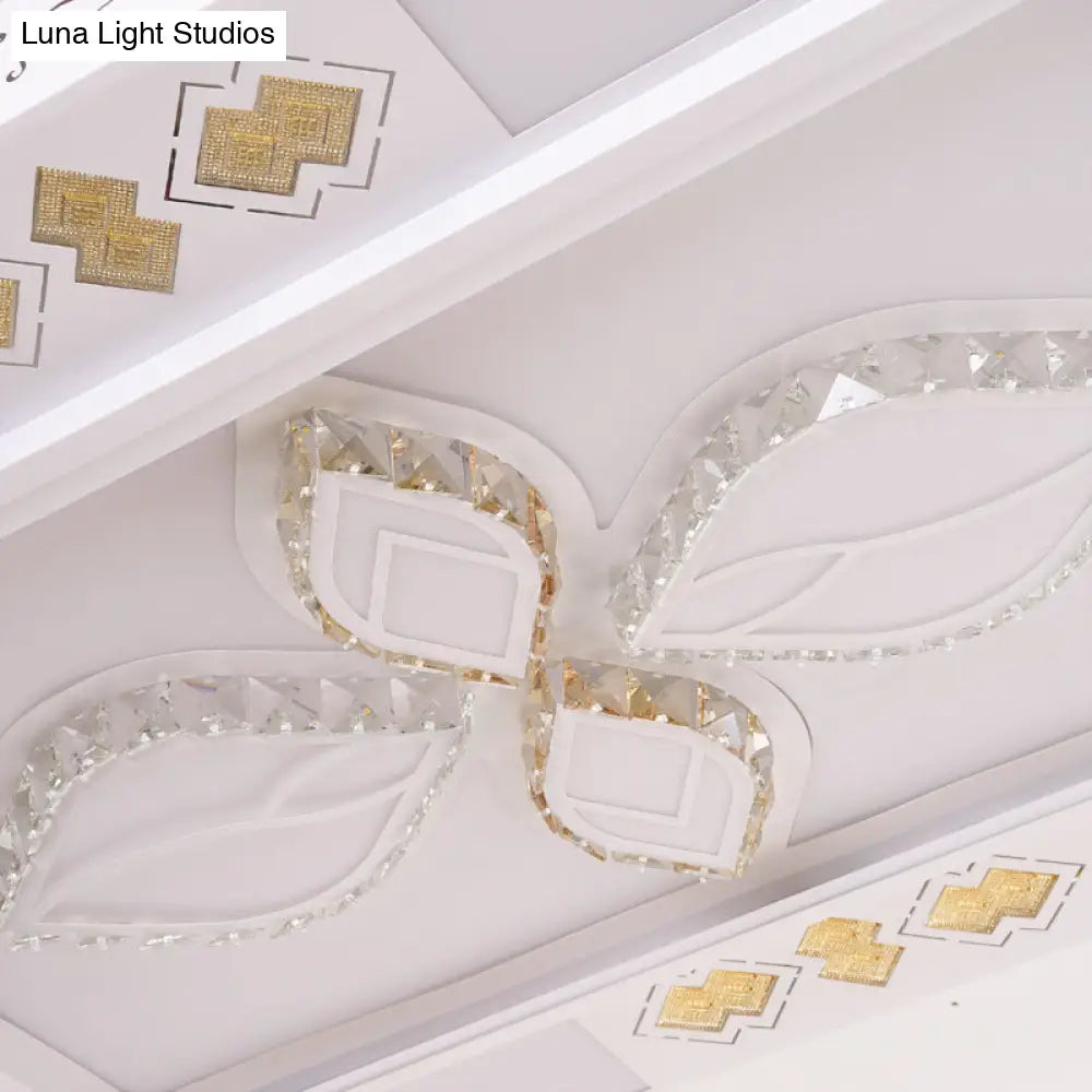 43’ Acrylic Flush Mount Led Ceiling Light With Crystal Accent For Simple Living Room Decor