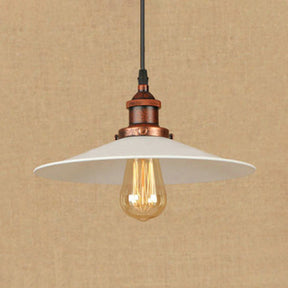 Industrial Metal Suspension Lamp With Saucer Shade - Rust/Chrome Finish 1 Bulb Pendant Light For