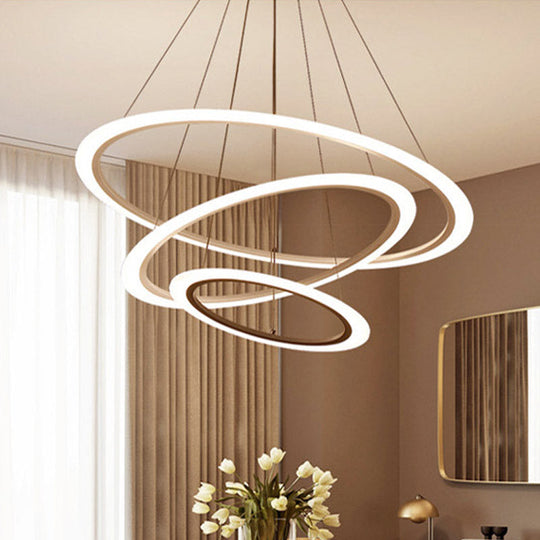 Modern Chandelier With Acrylic Shade - Contemporary Pendant Light Warm/White Illumination