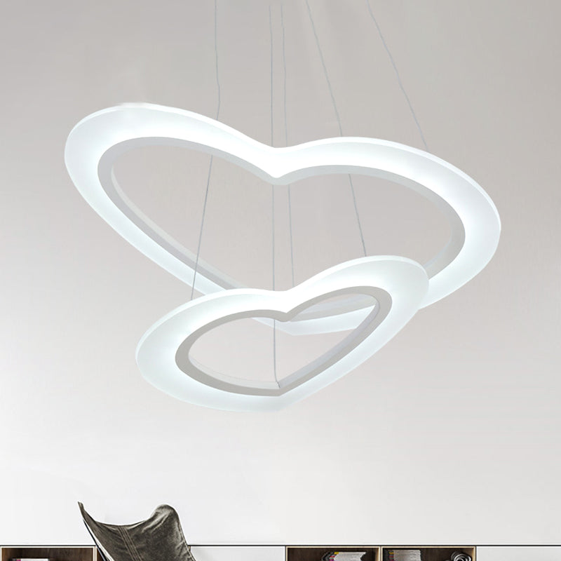 Modern Heart-Shaped Led Chandelier Pendant For Living Room Ceiling - Warm/White Light