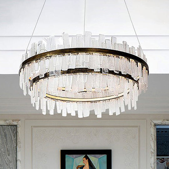 Modern 1/2 Lights Living Room Crystal Chandelier With Gold Led Suspension Pendant