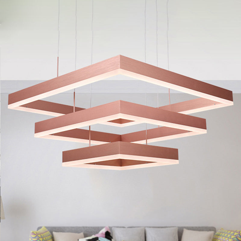 Rose Gold Bedroom Chandelier With Acrylic Shade - 1/2/3-Light Pendant In Warm/White/Natural Light