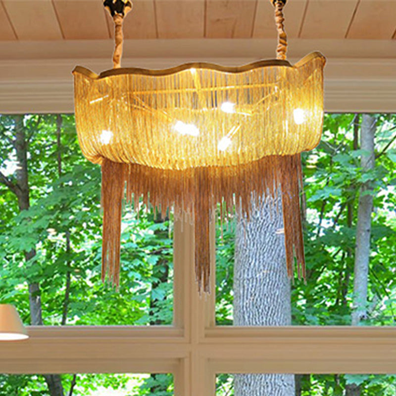 Modern Nordic Tassel Chandelier - Gold/Silver Metal 12-Light Hanging Fixture