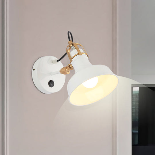 Contemporary White Barn Wall Sconce With Metallic Finish 1-Light Mount Fixture