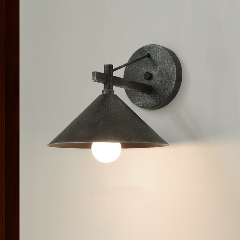 Aged Silver/Bronze Metal Wall Sconce - Stylish Industrial Light Perfect For Dining Room