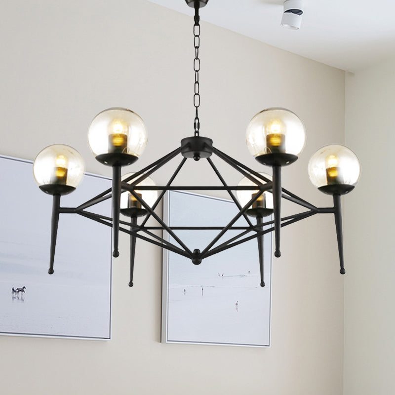 Industrial Pendant Light with Clear Glass Globe Shade - 6/8-Bulb Ceiling Lamp for Dining Room