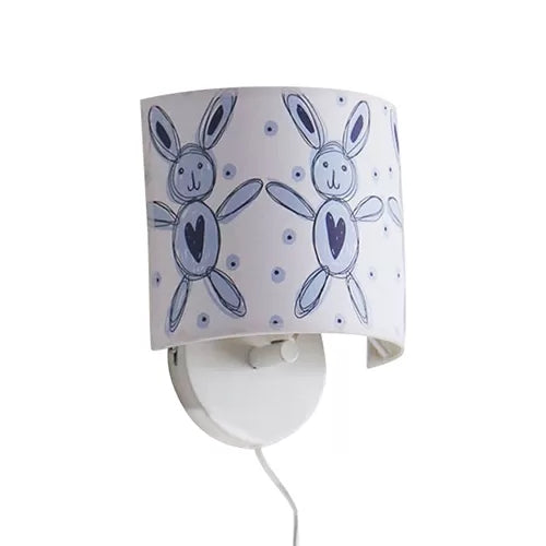 Drum-Shaped Kids Fabric Wall Lamp: Undertint Light For Stair Hallway Blue