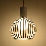Industrial Style Metal Hanging Lamp For Dining Room - Dome Caged Ceiling Light In White/Beige 1 Bulb