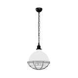 Retro Industrial Metal Pendant Light - Bowl Shade 1 Bulb Multiple Colors Wire Guard And Chain