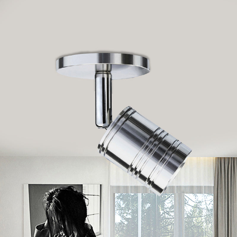 Polished Chrome Cylinder Wall Sconce - Loft Style 1-Light Adjustable Lamp