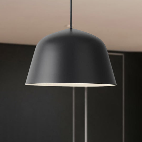 Nordic Style Dome Hanging Ceiling Light - 10/16 Dia Metal Pendant Lamp In Black/Green For Bedroom