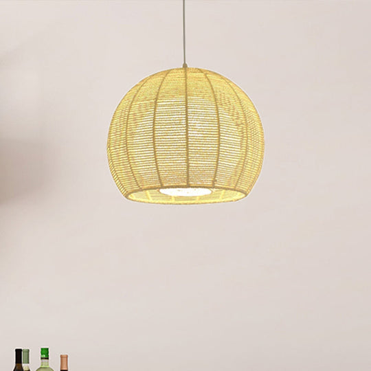 Rustic Beige Orb Pendant Light With Rope Shade For Dining Table / 12
